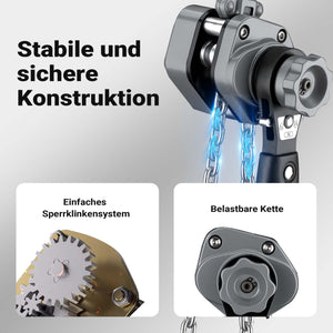 Mini paranco a catena manuale VM0.5 fino a 500 kg, altezza di sollevamento di 1,5 m, in alluminio, per il sollevamento di carichi pesanti