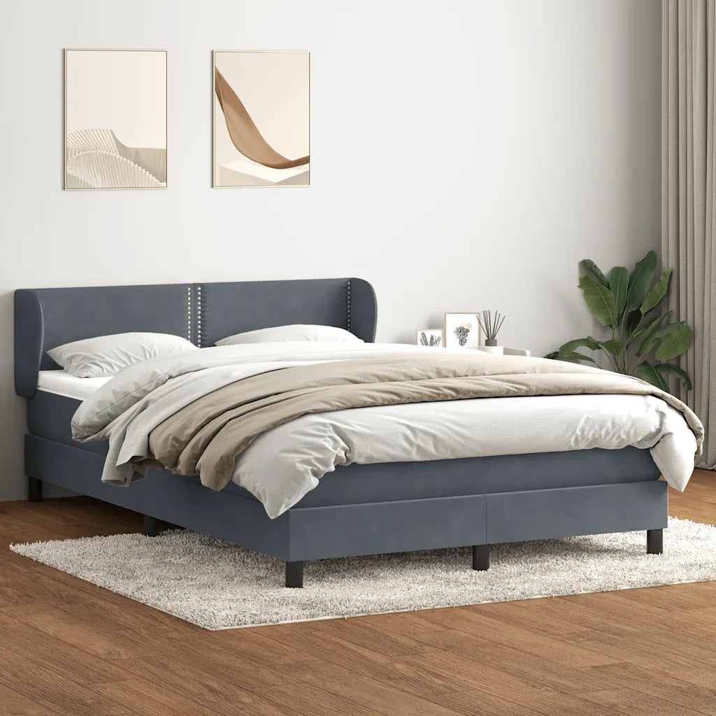 Giroletto a Molle con Materasso Grigio Scuro 160x210 cm Velluto 3317446