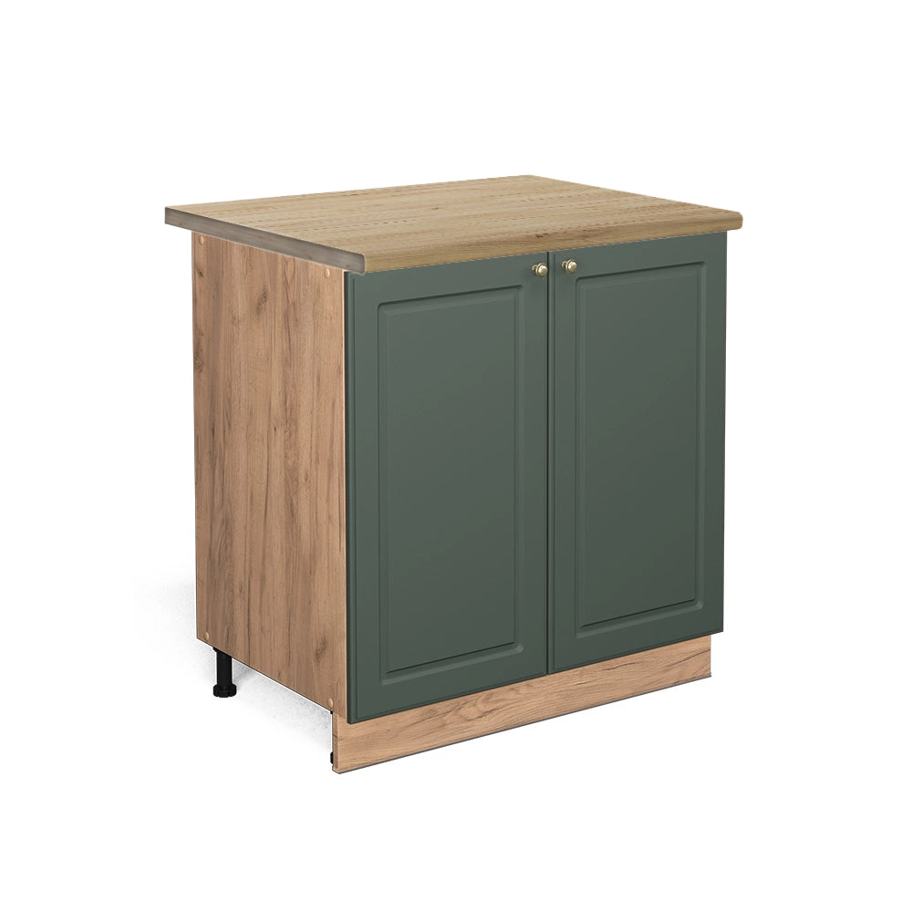 Mobiletto base cucina Fame-Line Verde-oro rustico/Rovere dorato 80 cm con ripiano, PL Rovere Vicco