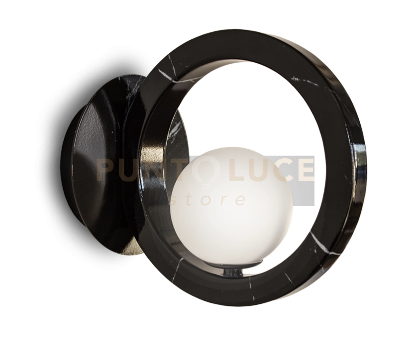 DEA-A Applique a parete 1 luce effetto marmo nero e vetro stinato attacco G9