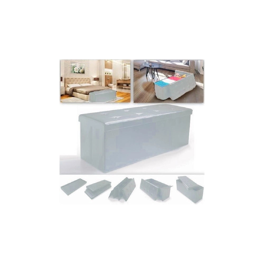 Trade Shop - Pouf Scatola Contenitore Rettangolare Similpelle Cassapanca Poggiapiedi Colore -
