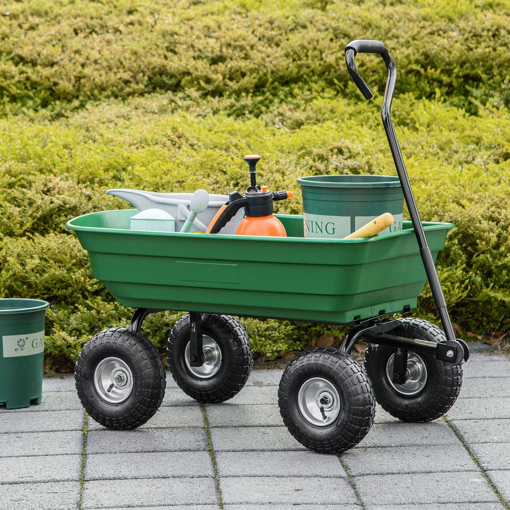 Carrello da Giardino con 4 Ruote ¨C Zephmum ¨C Verde Acciaio 108x52x100 cm