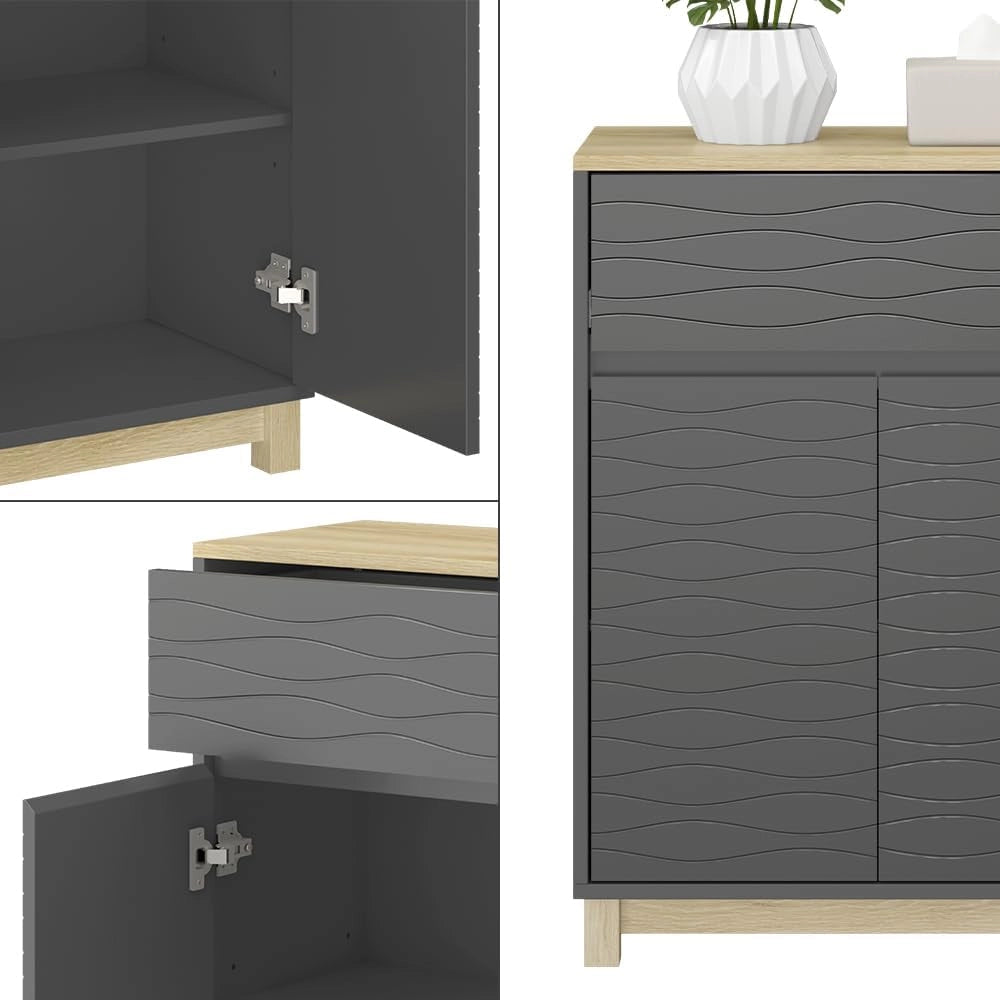 Mobile midi Livia, Antracite, 60 x 80 cm con cassetto