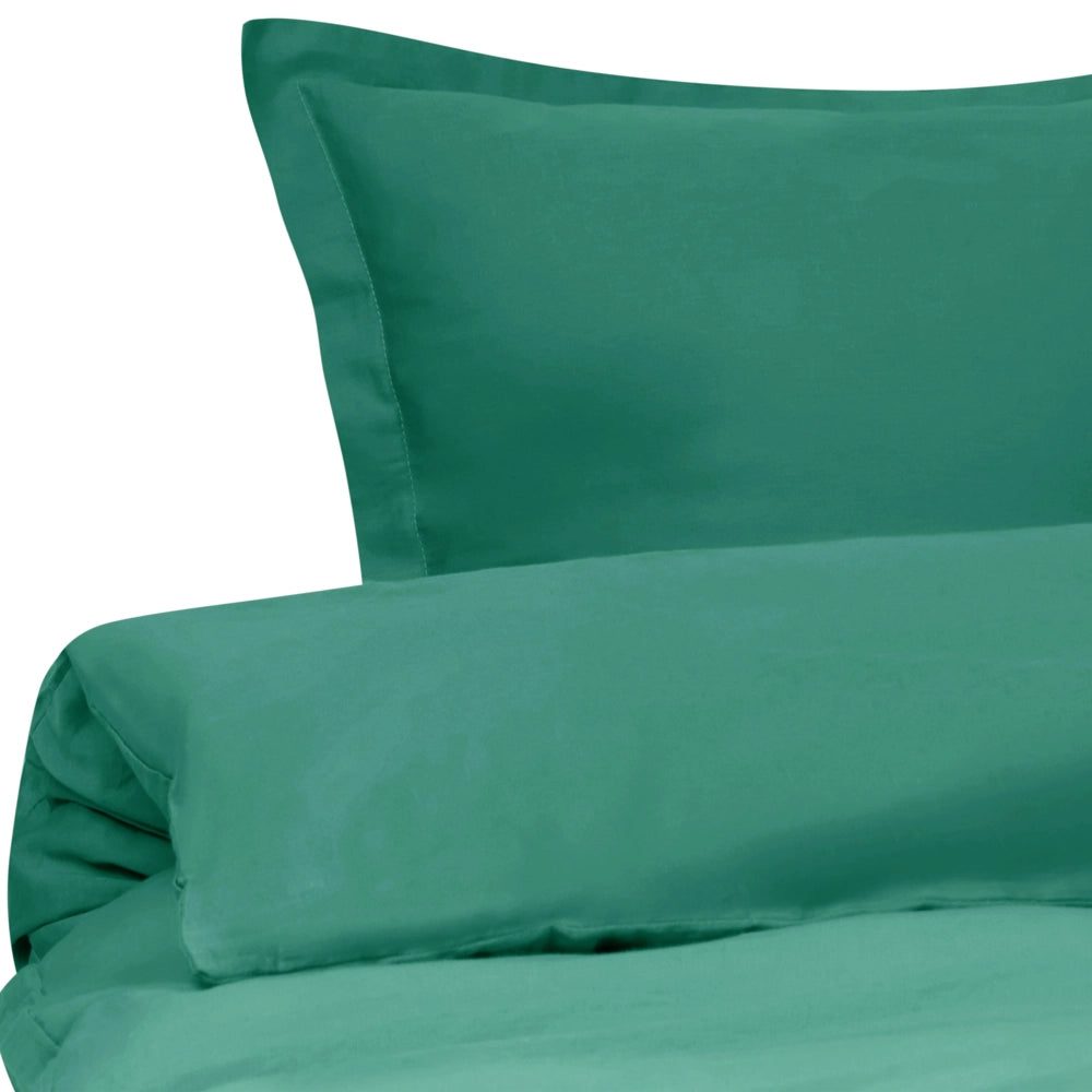 Set copripiumino e federa in cotone satinato verde 150 x 200 cm per una camera da letto moderna