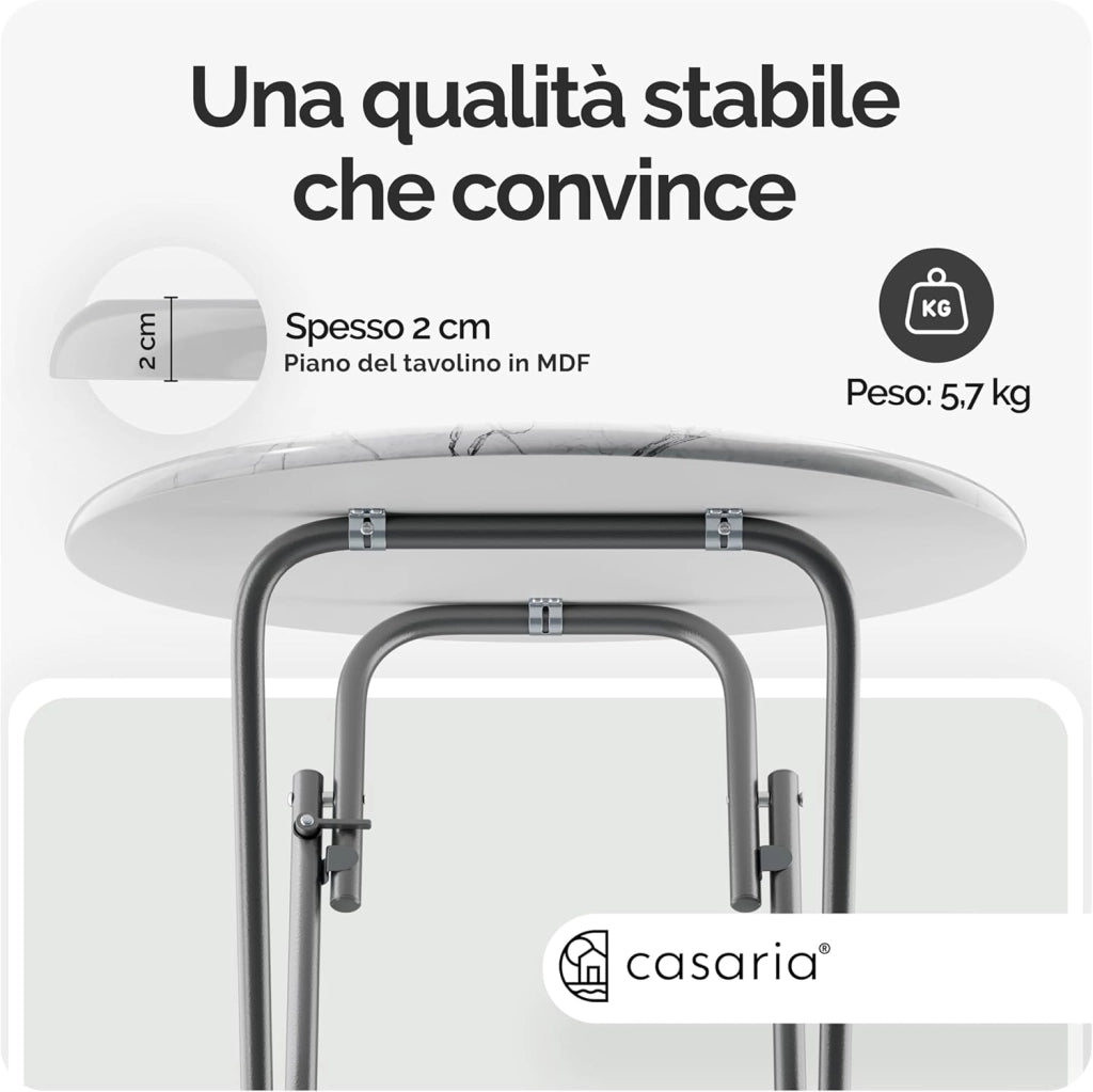 ® Set 2 Tavoli da Bar Pieghevoli 110cm Ø 60cm Tavolino Appoggio Tavolo da Cocktail Alto Rotondo Giardino Bianco