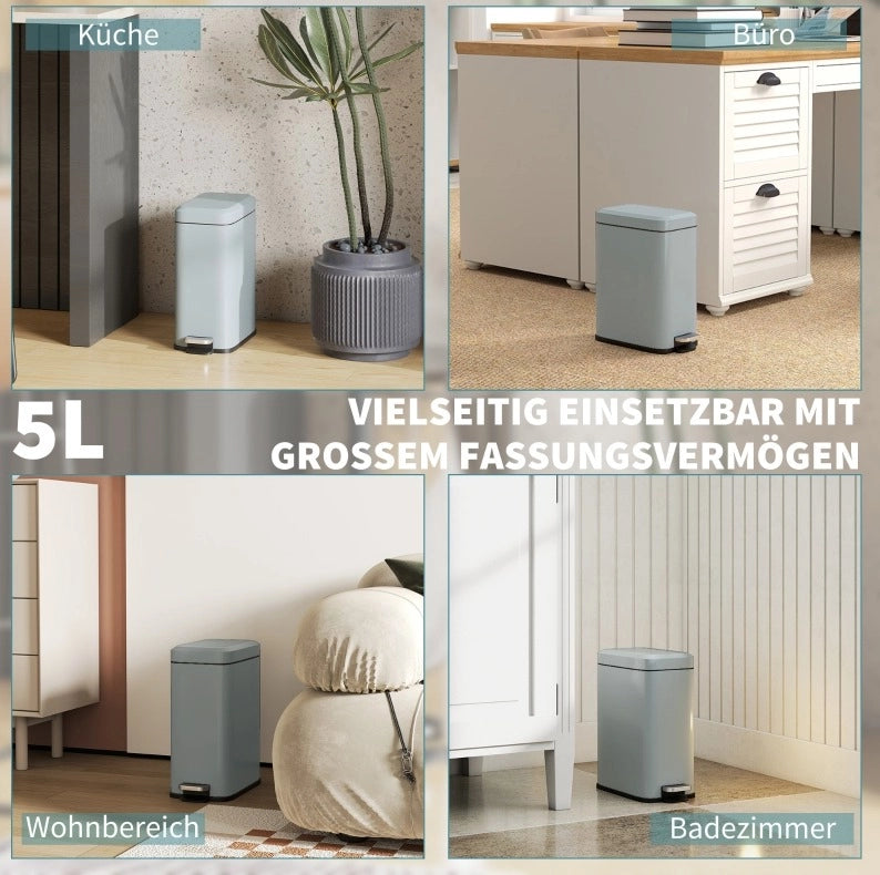 Pattumiera in metallo 5 L con pedale e contenitore interno