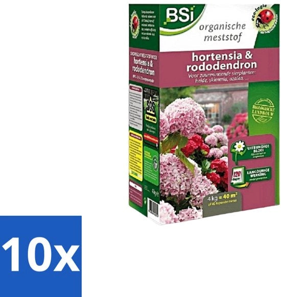 Materiale per Fiori - Hortensia e Rododendro - Fertilezza Elevata e Crescita Forte - 4 kg (40 m²) - Confezione in Bulk - 10 pezzi