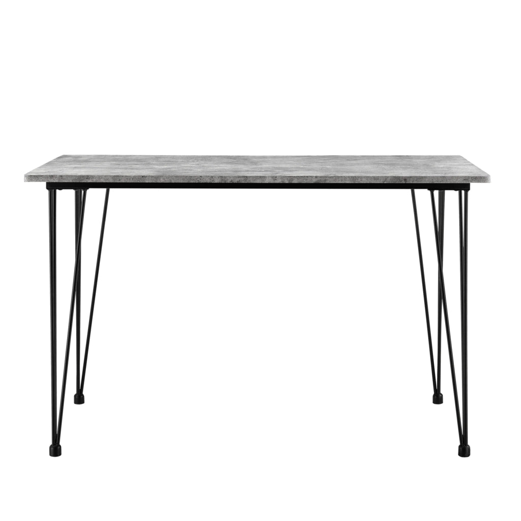 Tavolo da pranzo/cucina/soggiorno per 4 persone piano in MDF 120 cm effetto cemento e nero 03_0004272