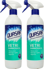 QUASAR SPRAY DETERGENTE VETRI SET 2 PZ X 580 ML CON AMMONIACA SPRAY