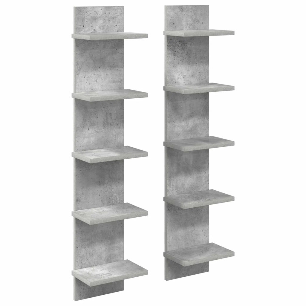 Scaffale da parete 2 pz Grigio Cemento 22 x 15 x 100 cm 8012427