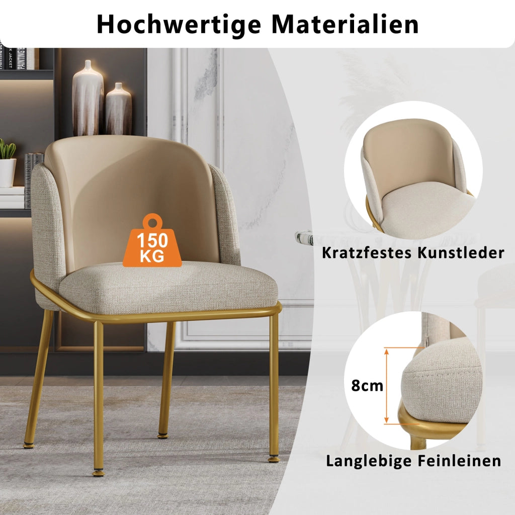SEDIA da pranzo moderna Set da 4 pezzi Beige e Khaki con gambe inclinate