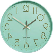 Orologio da parete silenzioso 12 pollici con funzione di quarti, alimentato da batterie, adatto per decorare ambienti moderni, utilizzabile in ufficio, classe, soggiorno, camera da letto (tono verde-argento)