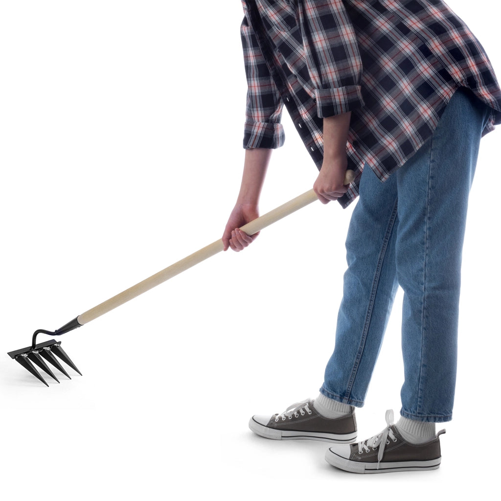 Zappa KADAX per diserbo, zappa per terreno, rastrello a 4 denti, manico allentante