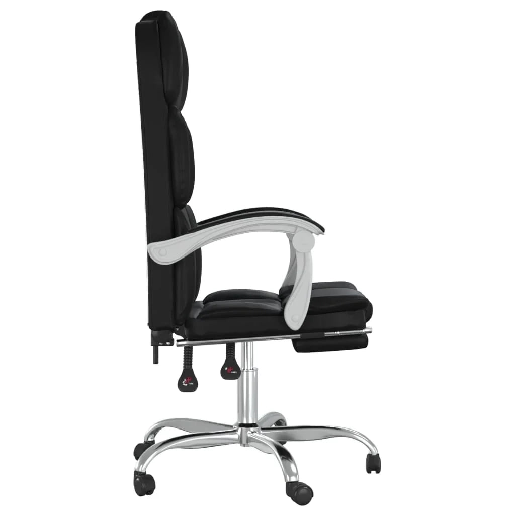 Sedia da ufficio in similpelle nera con seduta girevole e reclinabile adatta per l'uso al computer o per lo studio 02_0024268