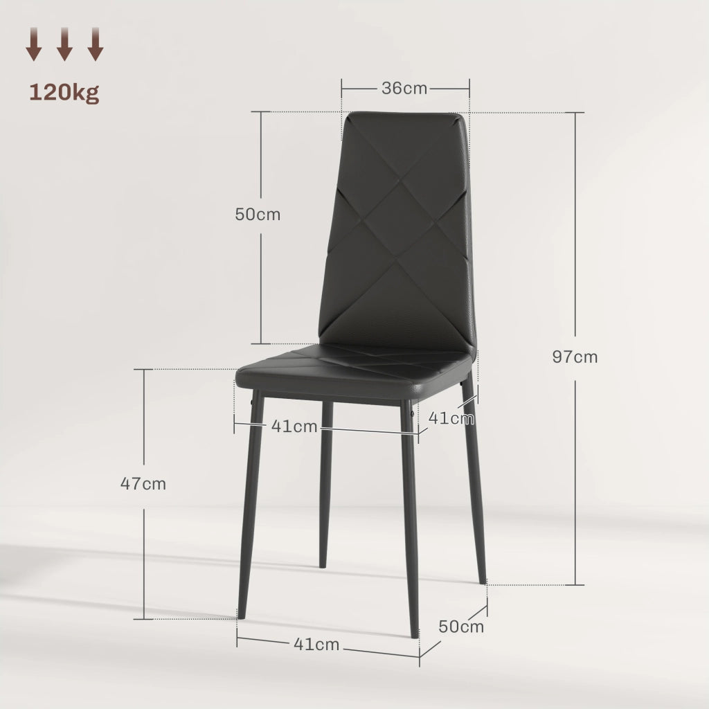 Set di 2 Sedie da Pranzo Moderne con Schienale Alto in Similpelle e Acciaio ¨C Zephmum ¨C Nero 41x50x97 cm