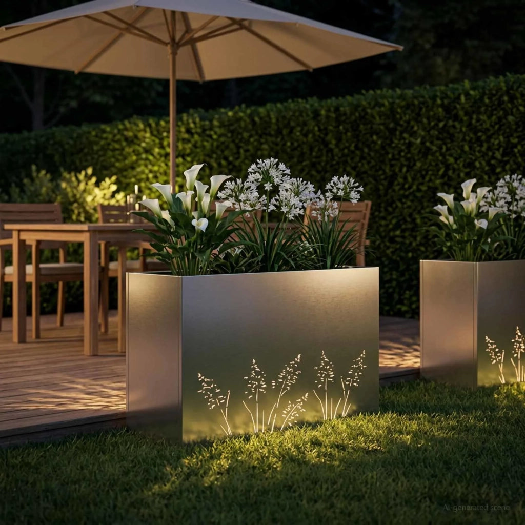 Vaso da giardino Argento 80 x 20 x 49 cm Acciaio Inox 8005828