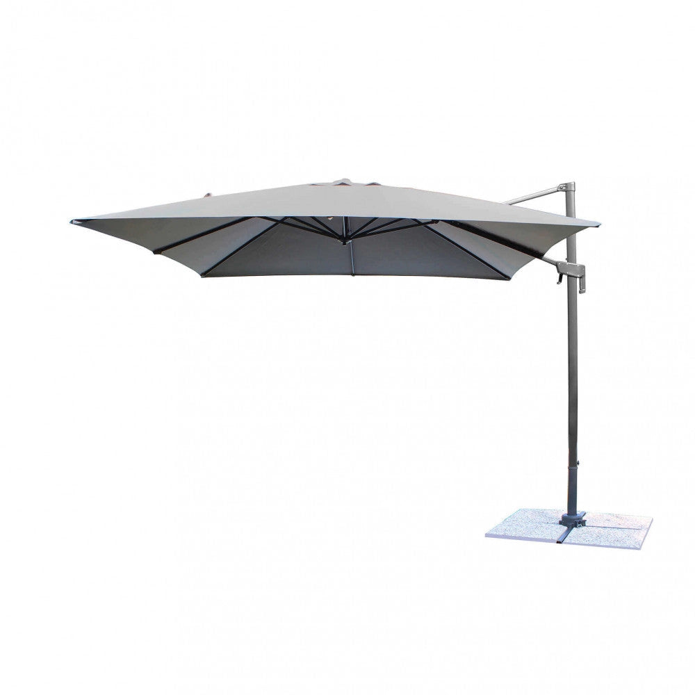 Ombrellone da Giardino Newton Decentrato 3x3 m in Alluminio Nero Telo Grigio