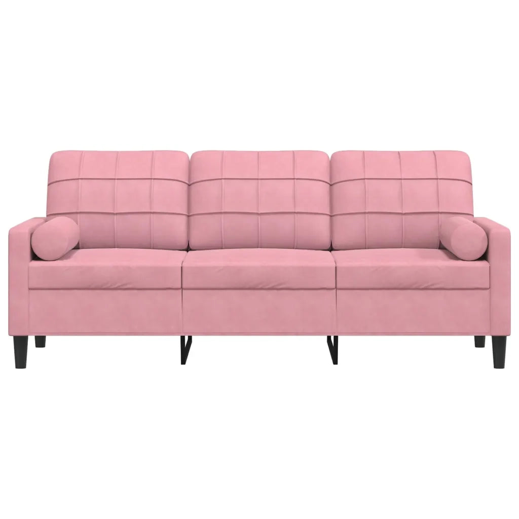 Divano a 3 Posti con Cuscini-Sofa 3 Posti con Cuscini Rosa 180 cm in Velluto 129492