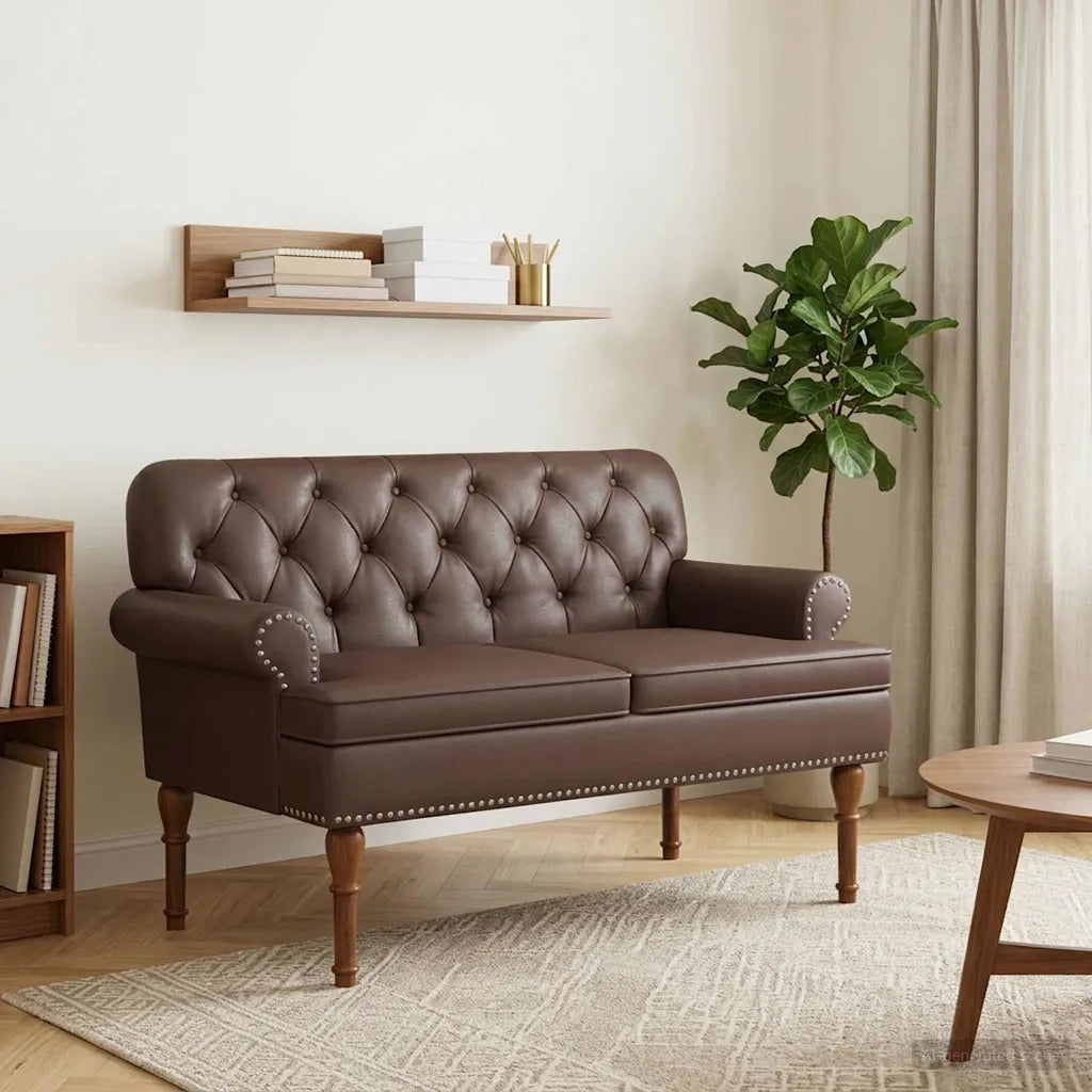 Loveseat con bottoni imbottiti Marrone 120 x 65 x 77 cm 42041858