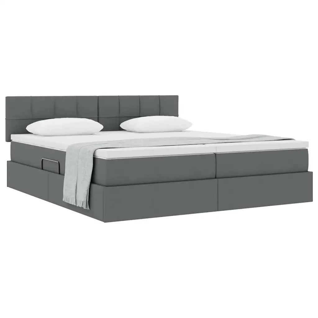 Letto con Contenitore Grigio scuro 200 x 200 cm Pelle Sintetica