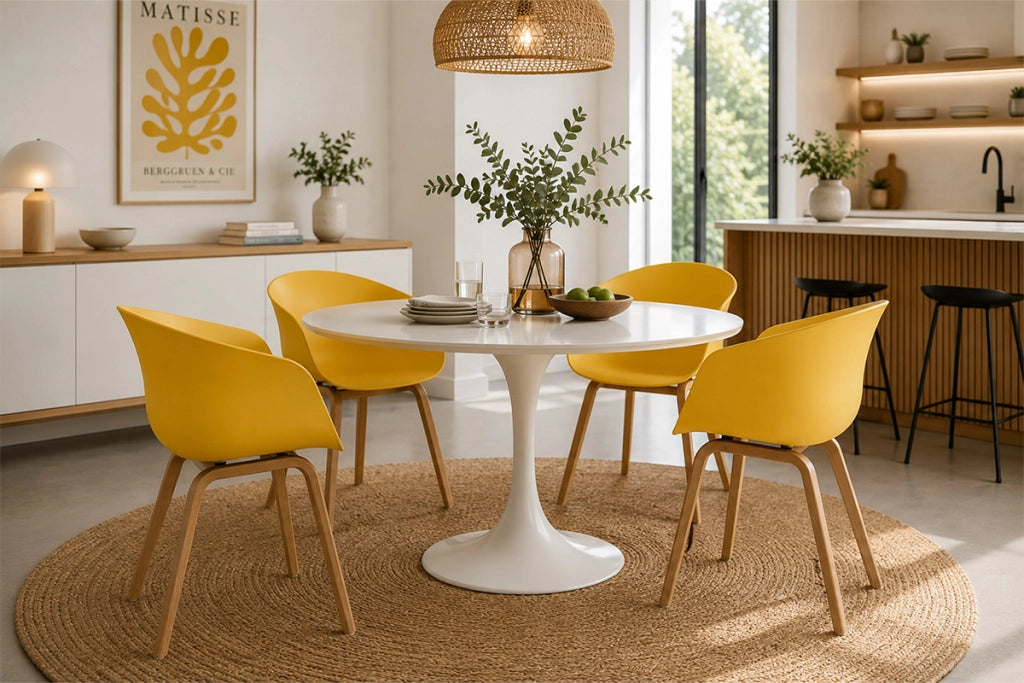 Sedia da pranzo gialla, poltrona in stile scandinavo - Dorina (2 pz) -SD16DOPL