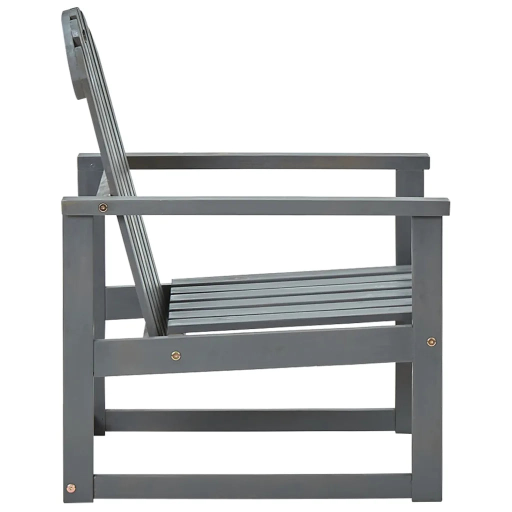 Sedie da Giardino 2 pz Grigie in Legno Massello di Acacia cod mxl 13893