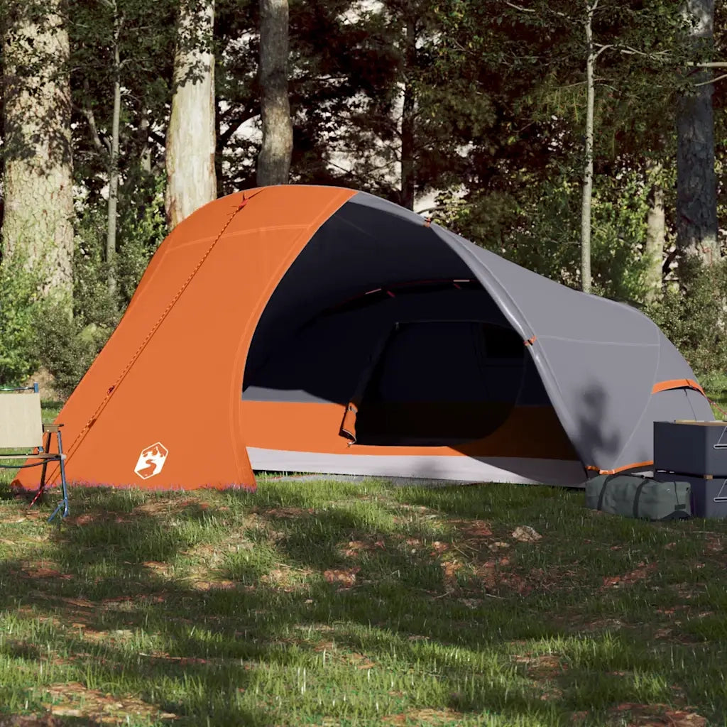 Tenda da Campeggio a Cupola 4 Persone Grigio e Arancione Impermeabile 94729