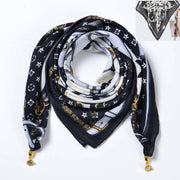 Sciarpa quadrata in cotone e lino/sciarpa di seta da donna con chiusura magnetica, versatile per la primavera e l'autunno, scaldacollo/sciarpa triangolare/sciarpa autunnale.
