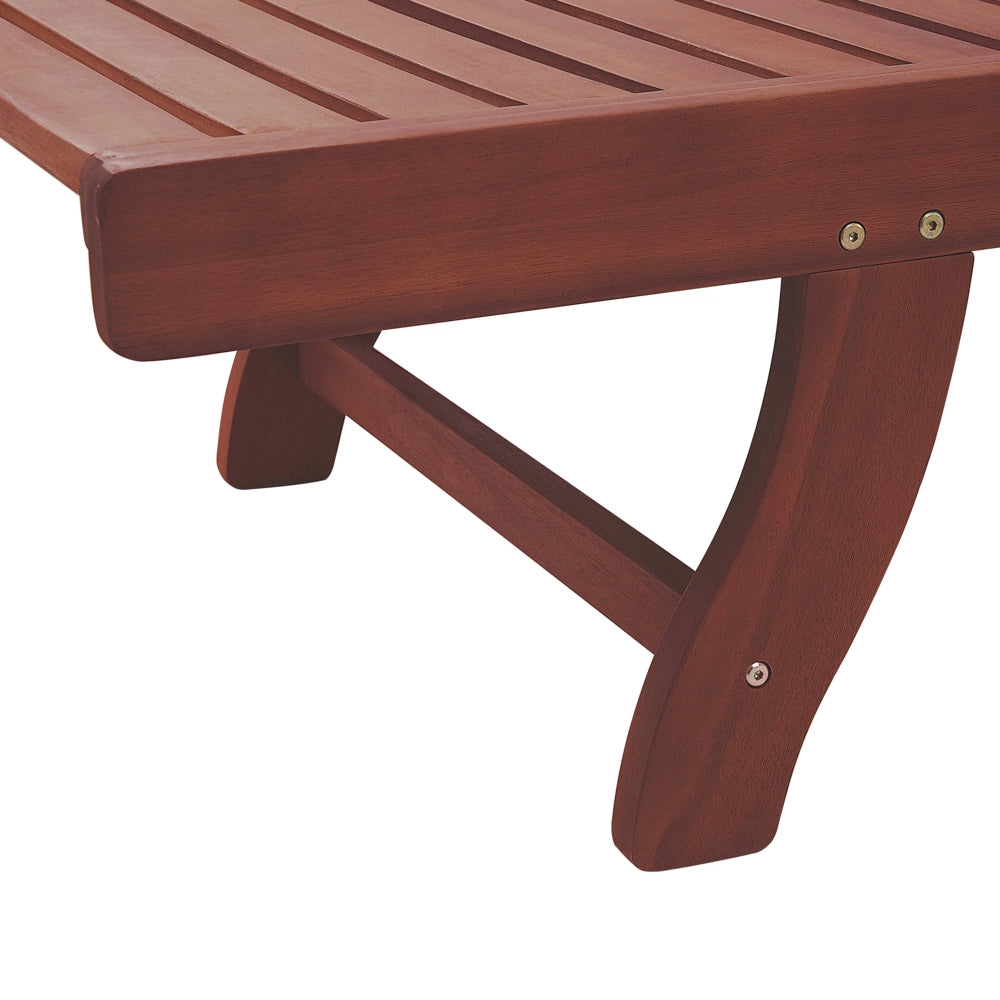 Lettino prendisole da giardino in legno di acacia chiaro schienale regolabile ruote integrate stile rustico