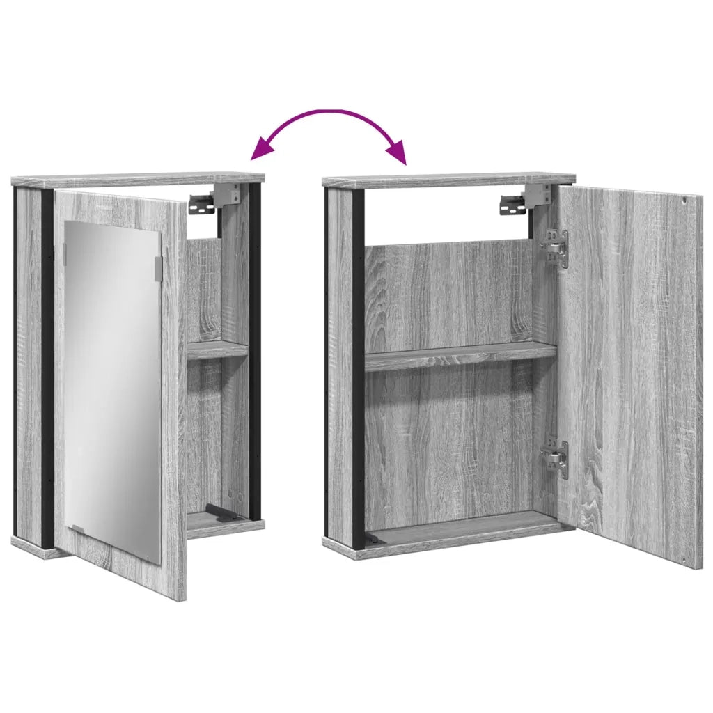 Mobile Specchio da Bagno Grigio Sonoma 42x12x60 cm Multistrato 842434