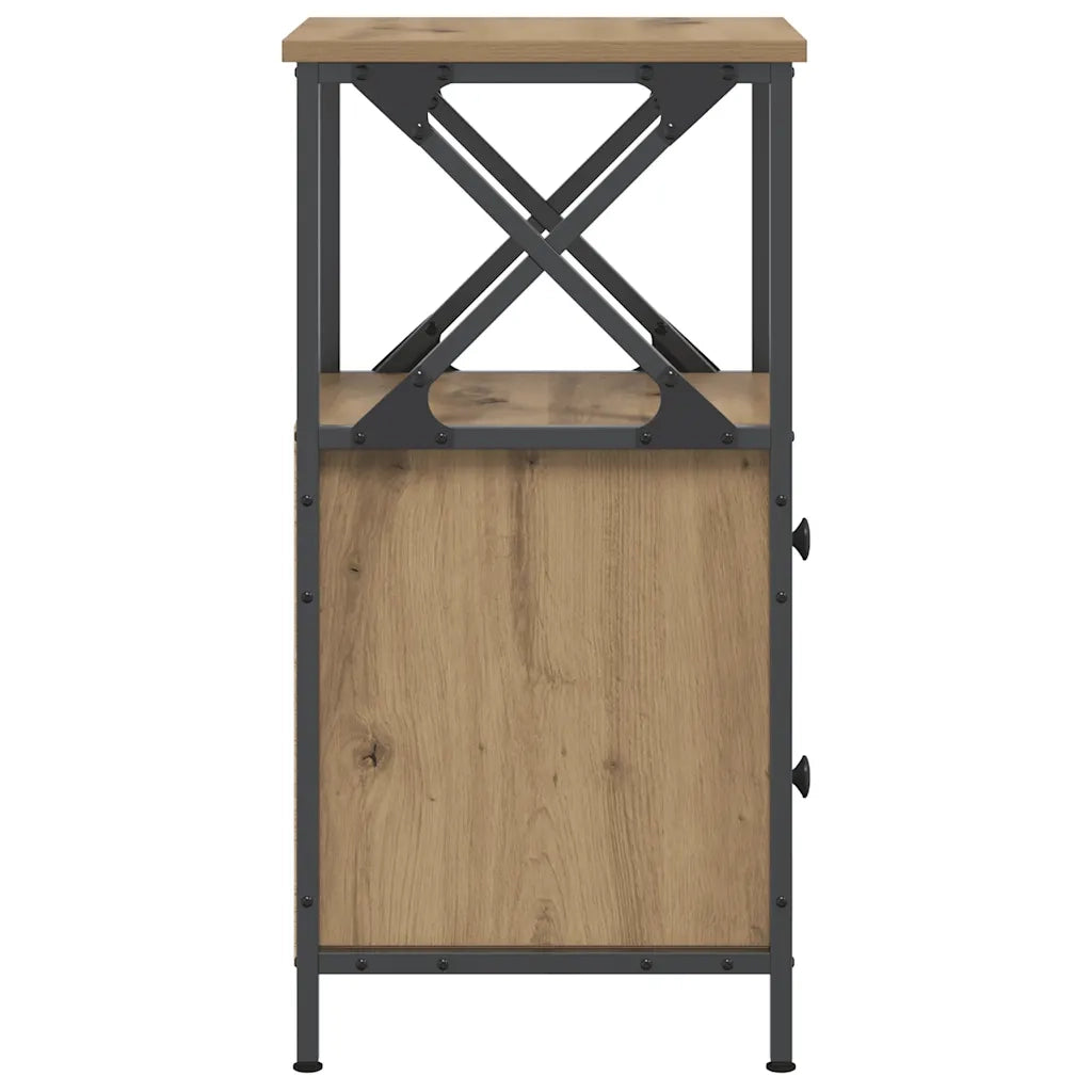 Set di 2 Comodini | Armadio da Notte | Mobiletto da notte Rovere Artigianale 34x35,5x70 cm Legno Multistrato