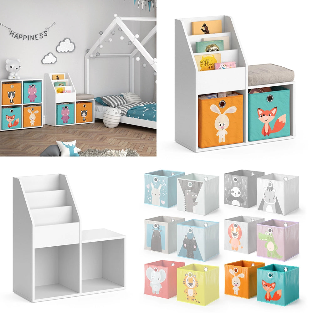Vicco Libreria bambini Bianco 72 x 79 cm Mini, con 2 cassette pieghevoli opt.1