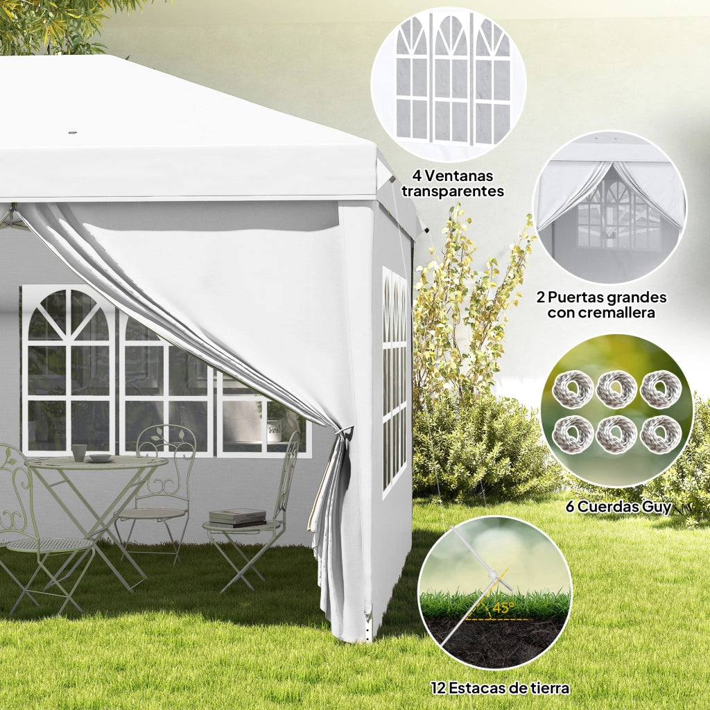Tenda da giardino pieghevole ¨C zephmum ¨C 5.85x2.95x2.7 m bianco
