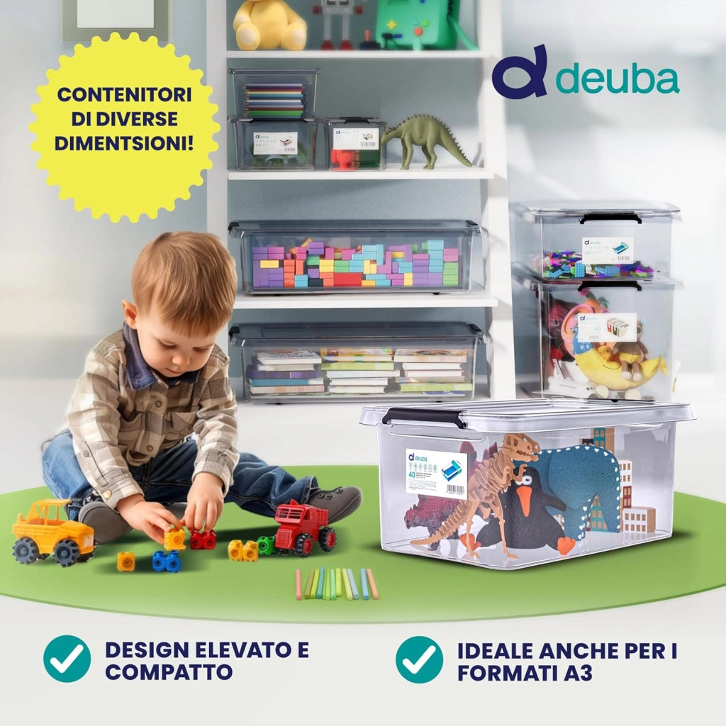 4x Contenitore Trasparente 40L con Coperchio BPA Free Scatole Impilabili Scatola Organizer Cucina Congelatore Contenitori Plastica Box
