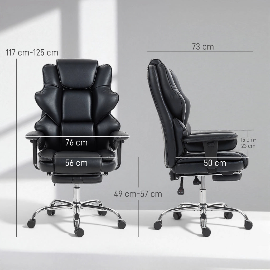 Sedia da Ufficio ¨C zephmum ¨C Pelle PU, Nero, 76x73x117-125 cm