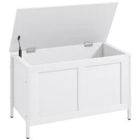 Baule Contenitore da 95 L con Coperchio e Cerniera di Sicurezza 80x40x50 cm Bianco Venato