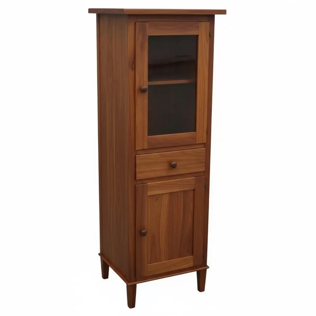 Vetrina colonna 2 porte 1 cassetto legno tinta noce 54x45x150 - Mobili 2G