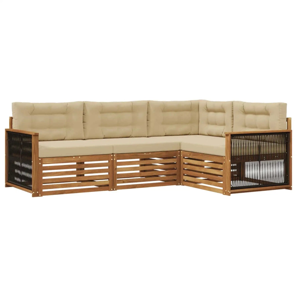 Set di divani da esterno 4 pz Naturale e Beige 3383296