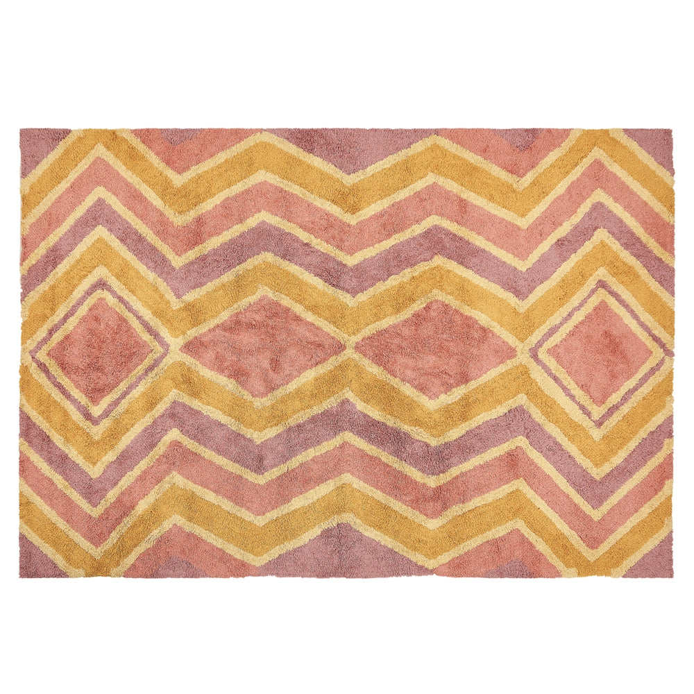 Tappeto multicolore 140 x 200 cm cotone fatto a mano motivo geometrico soggiorno camera da letto