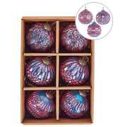 Set di 6 palline di Natale fatte a mano in vetro Palle di Natale Decorazioni da appendere all'albero di Natale Rosa