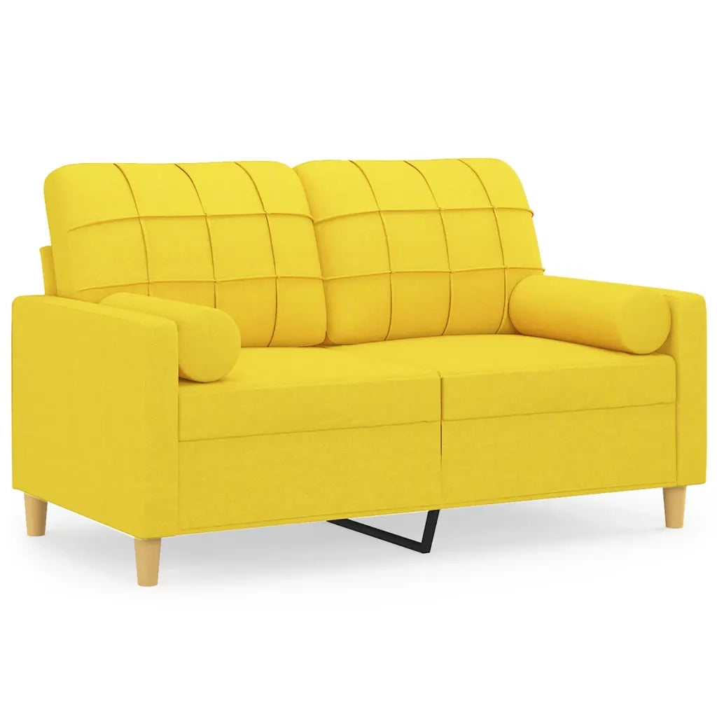 Divano a 2 Posti con Cuscini Giallo Chiaro 120 cm in Tessutocod mxl 118921
