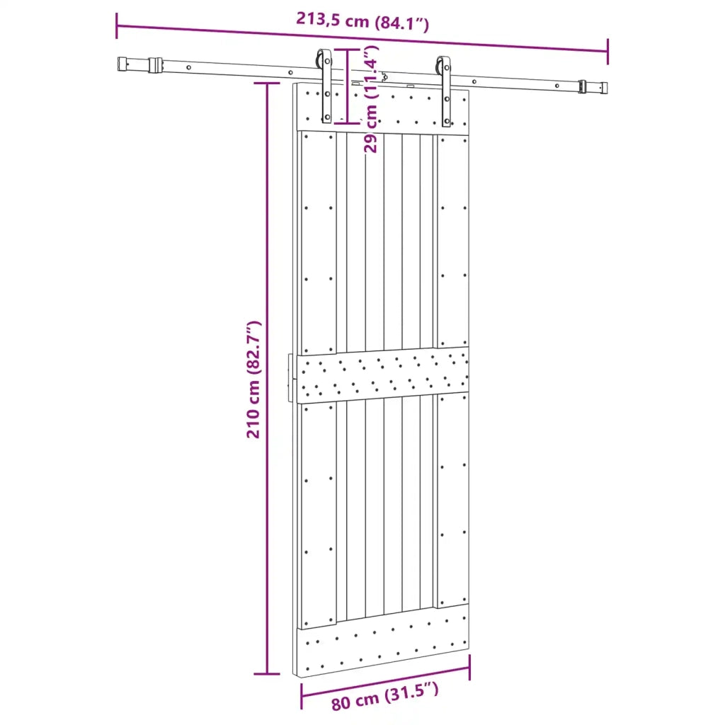 Porta scorrevole NARVIK Naturale e Nero 80 x 210 cm (213,5 cm) 3445306