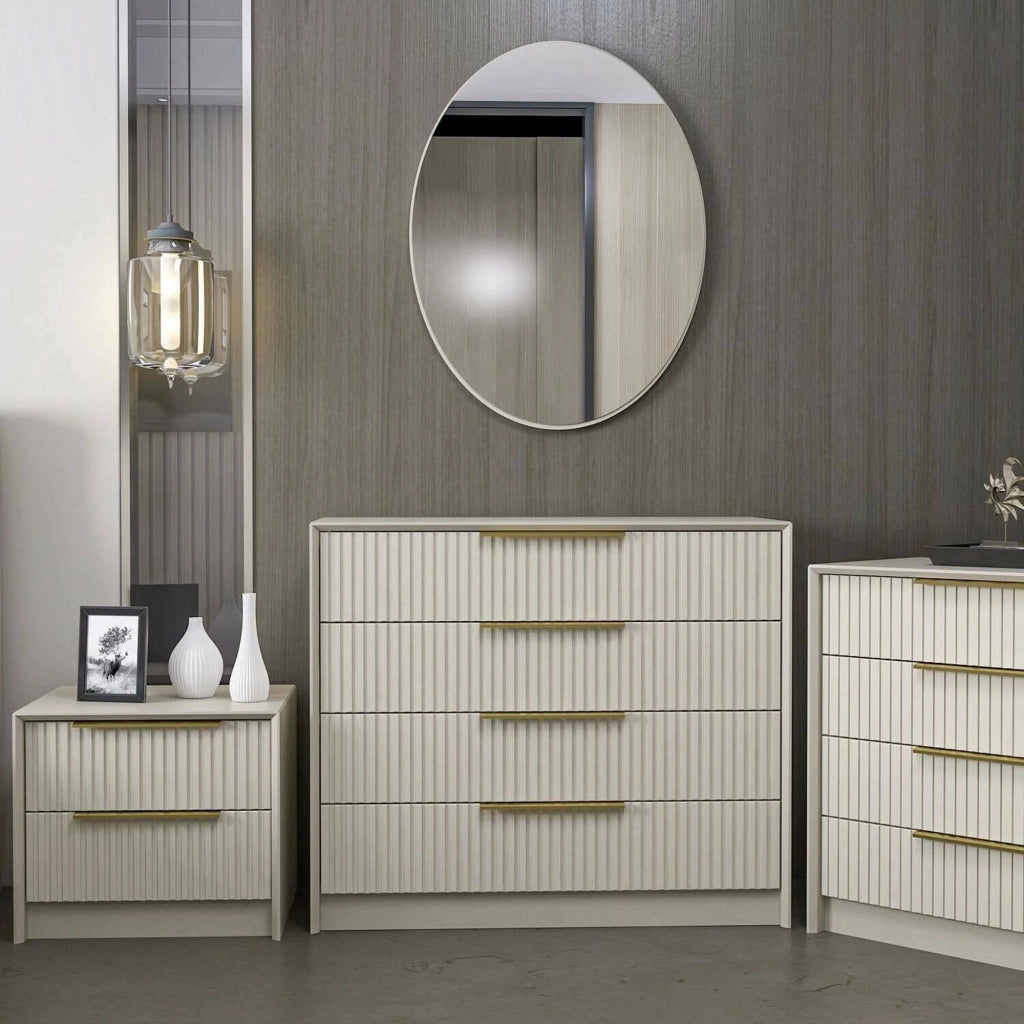 Nepartak, Cassettiera 7 Cassetti, 100x45x85h cm Grigio Cemento