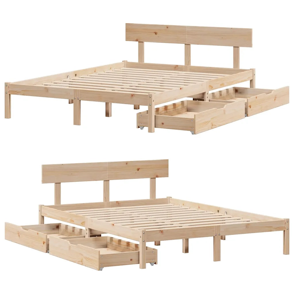 Letto senza Materasso 140x190 cm in Legno Massello di Pino 3301506