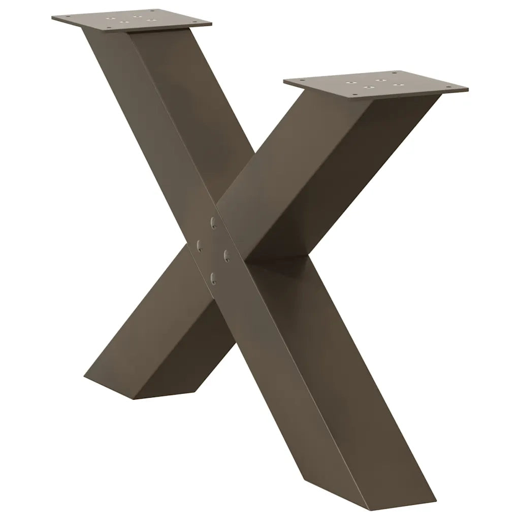 Gambe per Tavolino da Caffè a Forma di X 2 pz Acciaio Naturale 70x(42-43) cm Acciaio 4012967