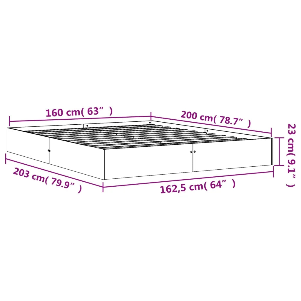 Giroletto senza Materasso Marrone Cera 160x200 cm Legno di Pino 844816