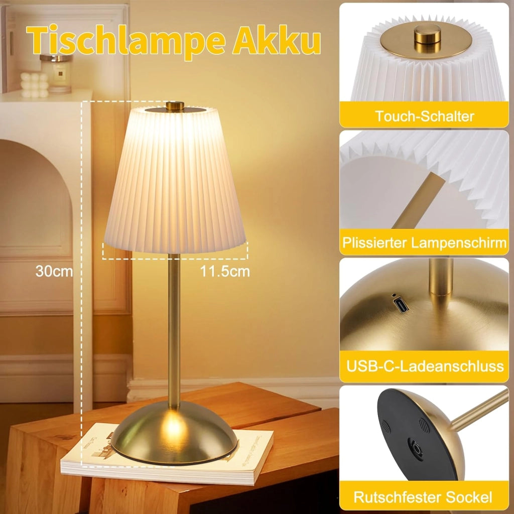 ZMH Lampada da tavolo LED set 2 pezzi bianca wireless dimmerabile 3 temperature colore per camera letto soggiorno