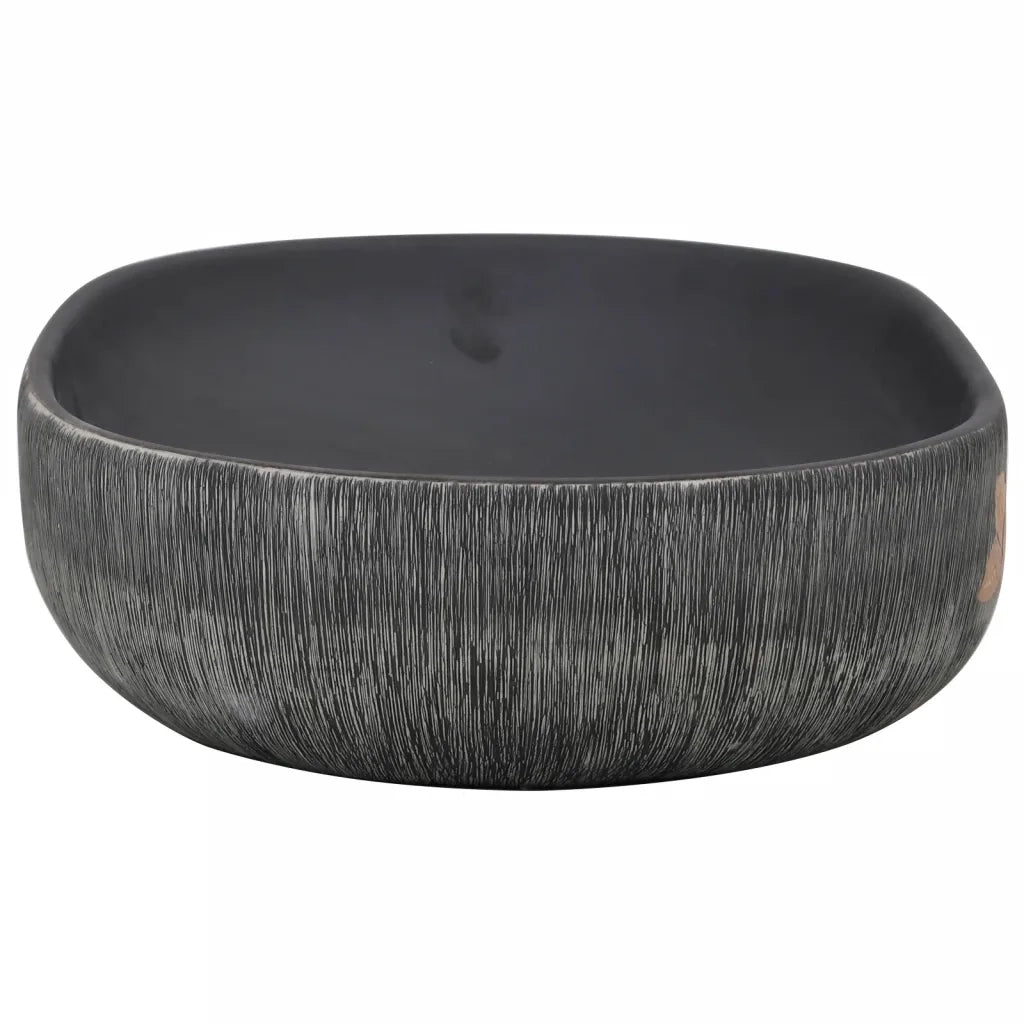 Lavabo da Appoggio-Lavandino-Lavello Grigio e Nero Ovale 59x40x14 cm Ceramica 645573