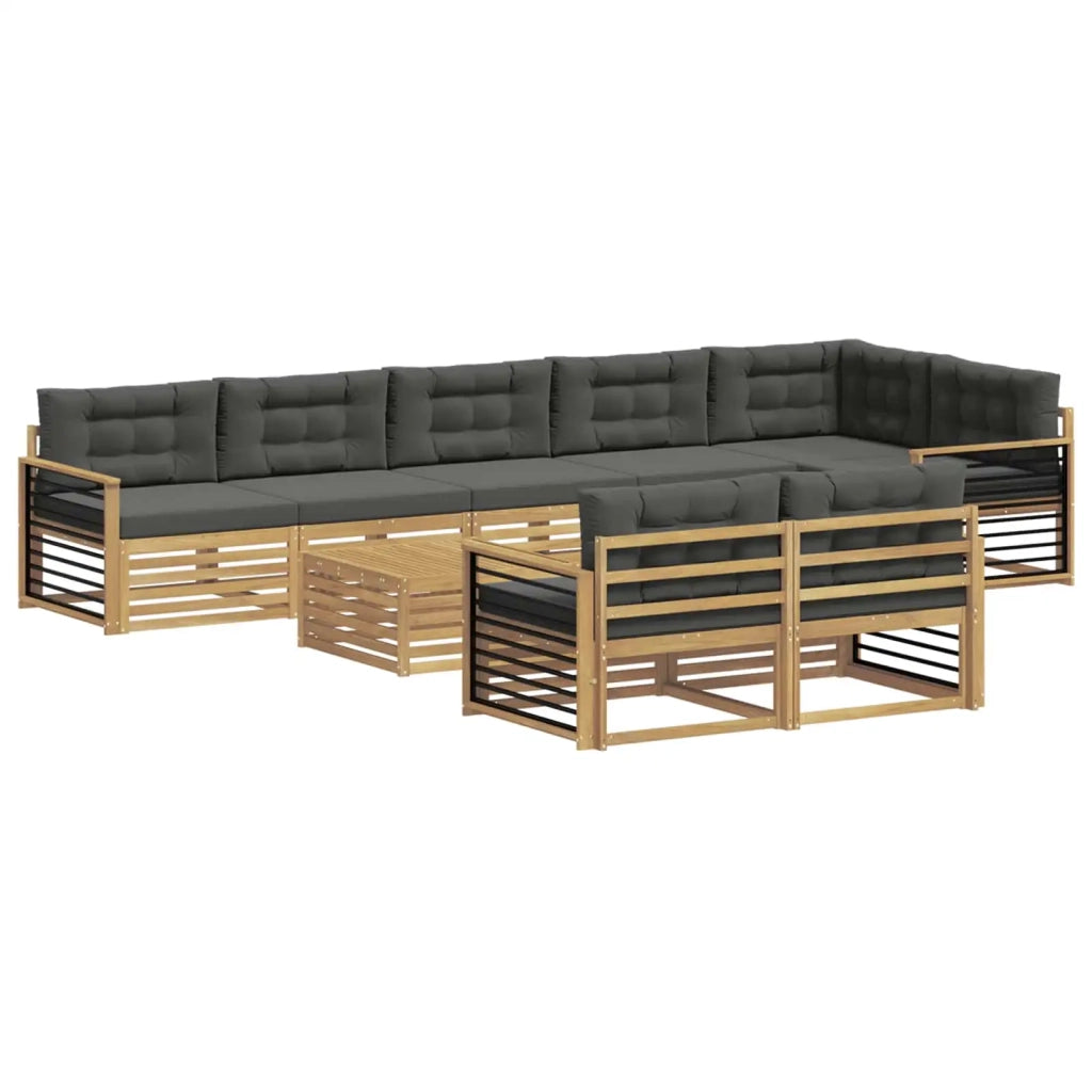 Set di divani da esterno 9 pcs Bianco e Antracite Poliestere
