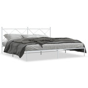 Letto matrimoniale | Letto per adulti | Giroletto con Testiera Metallo Bianco 200x200 cm